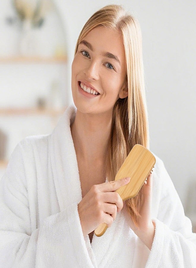 KFHENSOMR 2 Pcs Bamboo Hair Brush with Natural Bamboo Bristles Detangling Paddle Hairbrush Wooden Brush for All Hair Types & Hairs Growth for Women Men - Image 5